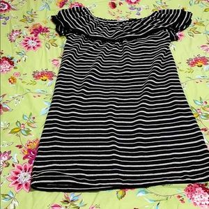 Loft Beach black and white off shoulder dress NWT